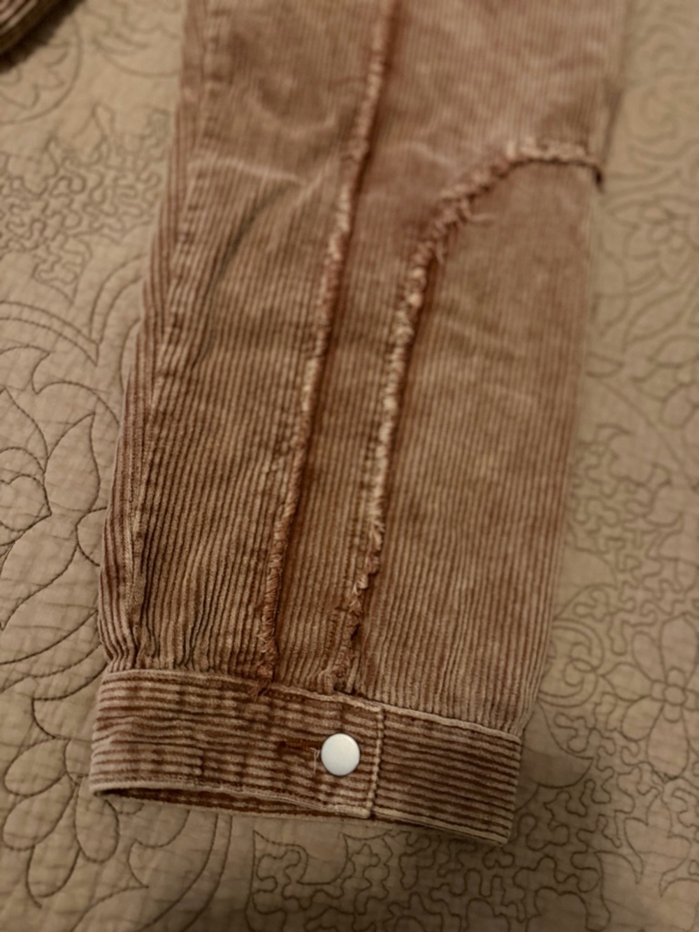 POL Rusty Caramel Wide Wale Corduroy Pants Distressed Seam Detail, Size M - Picture 9 of 15
